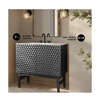 Swiss Madison36" Freestanding Bathroom Vanity in Black Oak with 3-Hole Widespread Sink Top