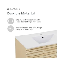 Swiss Madison Cascade 36" Freestanding Bathroom Vanity in Natural oak with Sink Top