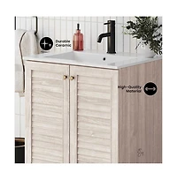 Swiss Madison Bron 24" Freestanding Bathroom Vanity in White Oak with Sink Top