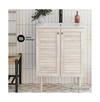 Swiss Madison Bron 24" Freestanding Bathroom Vanity in White Oak with Sink Top