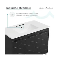 Swiss Madison Annecy 36 in. Phantom Black Bathroom Vanity With White, 3-Hole Ceramic Sink Top