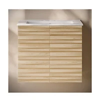 Swiss Madison 24" Wall-Mounted Bathroom Vanity in Natural Oak with 3-Hole Centerset Sink Top
