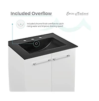 Swiss MadisonAnnecy 24 in. White Bathroom Vanity With Black, 3-Hole Ceramic Sink Top