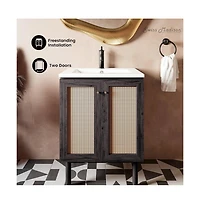 Swiss Madison Classe 24" Freestanding Bathroom Vanity in Black Oak with Sink Top