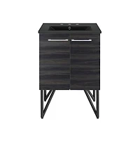 Swiss Madison Annecy 24 in. Black Walnut Bathroom Vanity With Black, 3-Hole Ceramic Sink Top