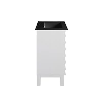 Swiss Madison Cascade 24 in. White Oak Bathroom Vanity With Black, 3-Hole Ceramic Sink Top