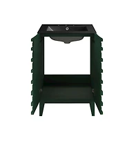 Swiss Madison 24" Freestanding Bathroom Vanity in Green Oak, Black 3-Hole Widespread Sink Top