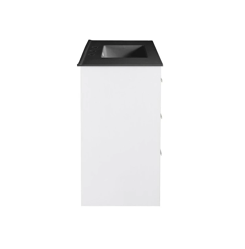 Swiss Madison Virage 36 in. White Bathroom Vanity With Black, 3-Hole Ceramic Sink Top