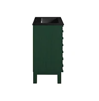 Swiss Madison Cascade 24" Freestanding Bathroom Vanity in Green Oak with Black Sink Top
