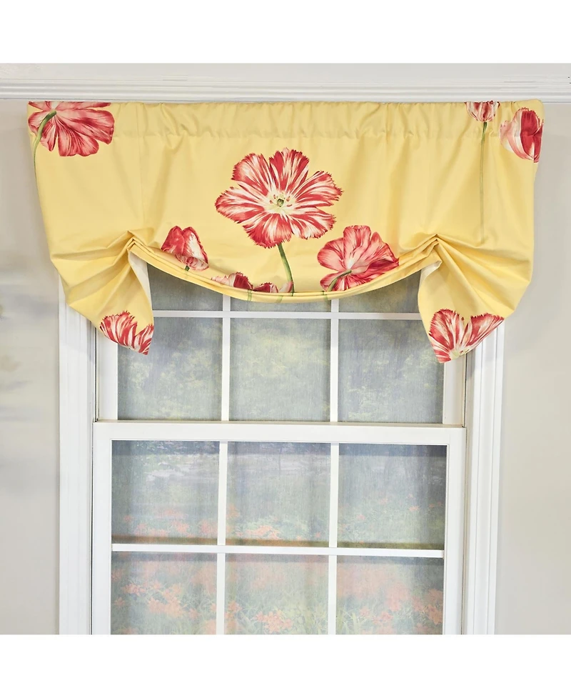 Rlf Home 100% Cotton La Tulipe Butterfly With Poly/Cotton lining Rod Pocket Valance 50" x 17" Yellow