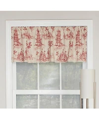 Rlf Home Naomi Toile Tailored 100% Cotton with Fully Lined 3" Rod Pocket Valnance for Windows 50" x 14" Red