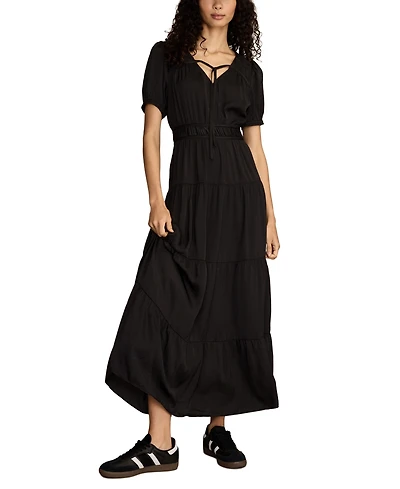 Lucky Brand Women's Short-Sleeve Crinkle Maxi Dress