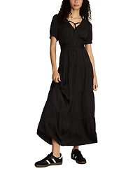 Lucky Brand Women's Short-Sleeve Crinkle Maxi Dress