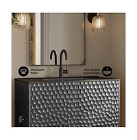 Swiss Madison Bosse 36" Freestanding Bathroom Vanity in Black Oak with Black Sink Top