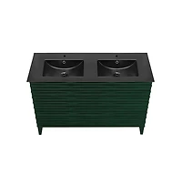 Swiss Madison 48" Freestanding Bathroom Vanity in Green Oak with Black Double Basin Sink Top