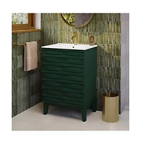Cascade 24" Freestanding Bathroom Vanity in Green Oak with Sink Top