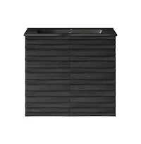 Cascade 24" Wall-Mounted Bathroom Vanity in Black Oak with Black Sink Top
