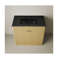 Swiss Madison 36" Freestanding Bathroom Vanity, Natural Oak, 3-Hole Widespread Sink Top