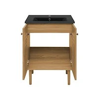 Swiss Madison Bron 24" Freestanding Bathroom Vanity in Golden Oak with Black Sink Top