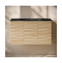 Swiss Madison Cascade 36" Wall-Mounted Bathroom Vanity in Natural Oak with Sink Top