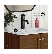 Bron 24" Freestanding Bathroom Vanity in Brown Oak with Sink Top