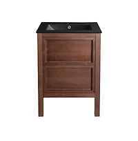 Swiss Madison Nadar 24 in. Brown Walnut Bathroom Vanity With Black Ceramic Sink Top