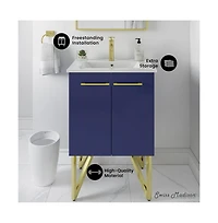 Swiss Madison Annecy 24" Freestanding Bathroom Vanity in Navy Blue with Sink Top