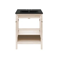 Swiss Madison 24" Freestanding Bathroom Vanity in White Oak, Black 3-Hole Centerset Sink Top