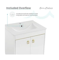 Swiss Madison Lumiere 24" Freestanding Bathroom Vanity in White with Sink Top