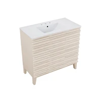 Swiss Madison Cascade in. White Oak Bathroom Vanity With White