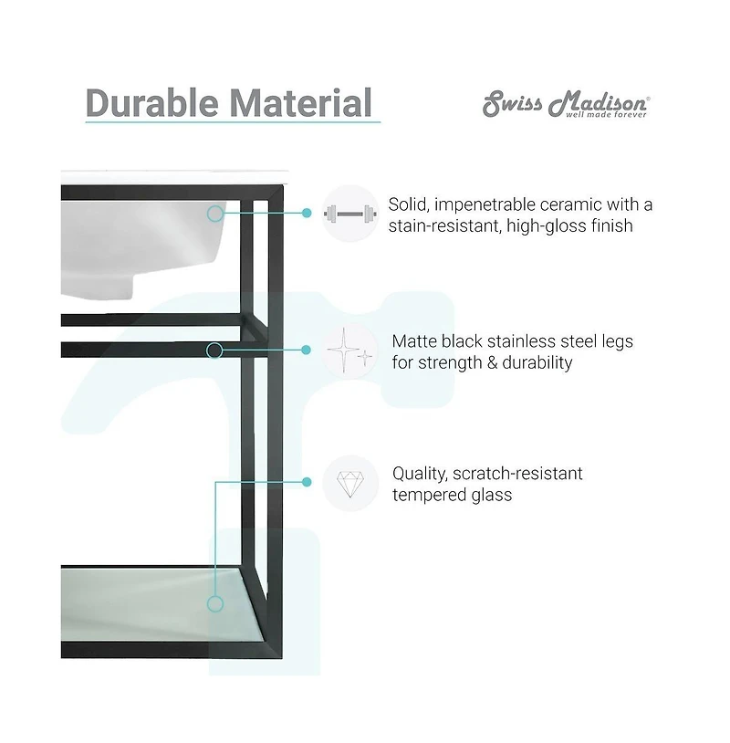 Swiss Madison Pierre Single, Metal Frame, Open Shelf