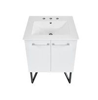 Swiss Madison Annecy 24 in. White Bathroom Vanity With White, 3-Hole Ceramic Sink Top