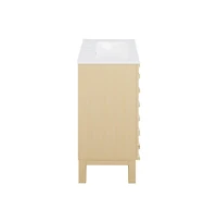 Swiss Madison Cascade 24 in. Natural Oak Bathroom Vanity With White, 3-Hole Ceramic Sink Top