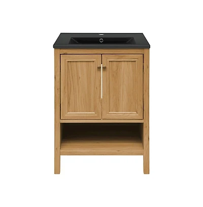 Swiss Madison Chateau 24" Freestanding Bathroom Vanity in Golden Oak with Sink Top