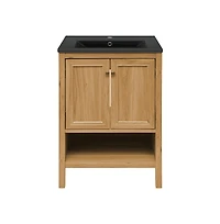 Swiss Madison Chateau 24" Freestanding Bathroom Vanity in Golden Oak with Sink Top
