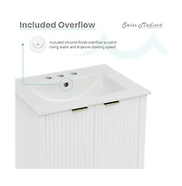 Swiss Madison Bastille 24 in. White Bathroom Vanity With White, 3-Hole Ceramic Sink Top