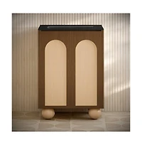 Swiss Madison24" Freestanding Bathroom Vanity in Brown Oak, Black 3-Hole Centerset Sink Top