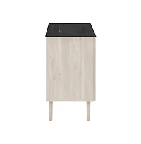Swiss Madison24" Freestanding Bathroom Vanity in White Oak, Black 3-Hole Widespread Sink Top