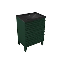 Swiss Madison24" Freestanding Bathroom Vanity in Green Oak, Black 3-Hole Centerset Sink Top