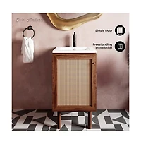 Swiss Madison Classe 18" Freestanding Bathroom Vanity in Brown Oak with Sink Top