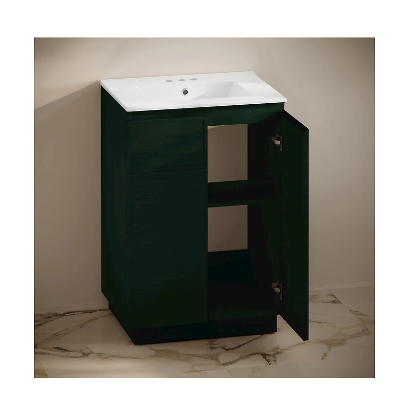 Swiss Madison24" Freestanding Bathroom Vanity in Oak with 3-Hole Centerset Sink Top