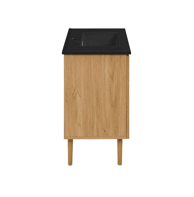 Swiss MadisonBron 36" Freestanding Bathroom Vanity in Golden Oak with Black Sink Top