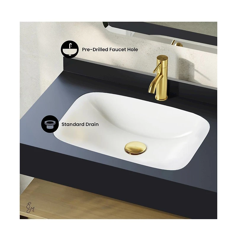 Swiss Madison 36" Wall-Mounted Bathroom Vanity in Natural Oak with Marble Sink Top