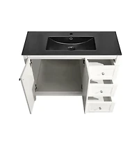 Swiss Madison Cannes 48 in. White Bathroom Vanity With Black Ceramic Sink Top