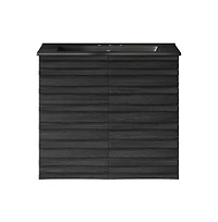 24" Wall-Mounted Bathroom Vanity in Black Oak, Black 3-Hole Centerset Sink Top