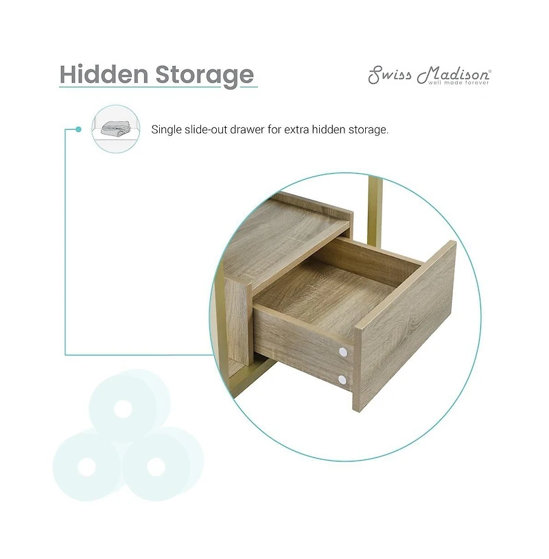 Swiss Madison Beau 24" Open Shelf Natural Oak Frame Freestanding Bathroom Vanity with Sink Top