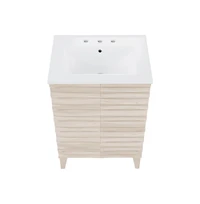 Swiss Madison Cascade 24 in. White Oak Bathroom Vanity With White, 3-Hole Ceramic Sink Top