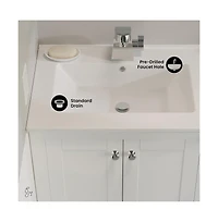 Swiss Madison Cannes 24" Freestanding Bathroom Vanity in White with Sink Top
