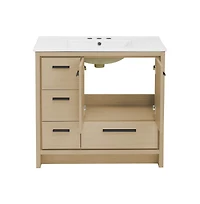 Swiss Madison Virage in. Brown Oak Bathroom Vanity With White