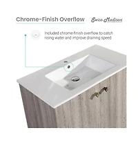 Swiss Madison Eclair 36" Freestanding Bathroom Vanity in Gray Oak with Sink Top